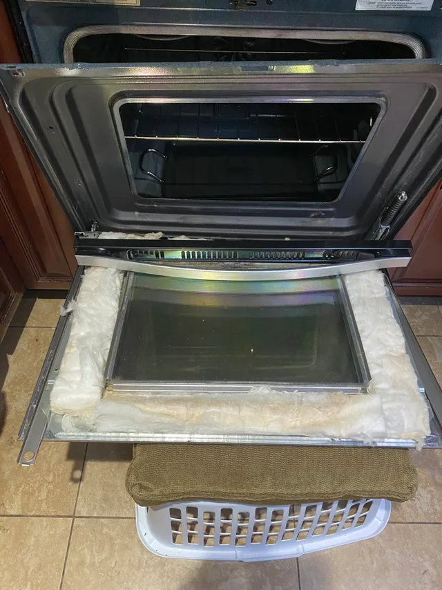 Oven door opened during service